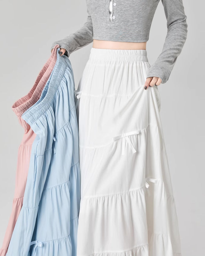 Tiered Bows Midi Skirt (5 Colors)