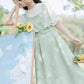 Button Stripe Midi Dress (Green)