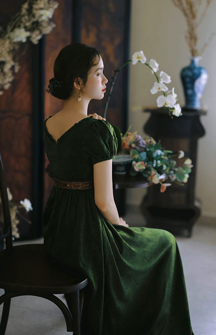Ivy Regency Maxi Dress (Deep Olive)
