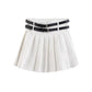 Double Belted Pleated Mini Skirt (5 Colors)