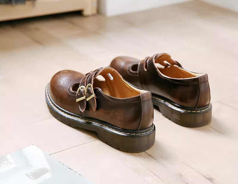 Double Buckle Mary Jane Brogues (2 Colors)