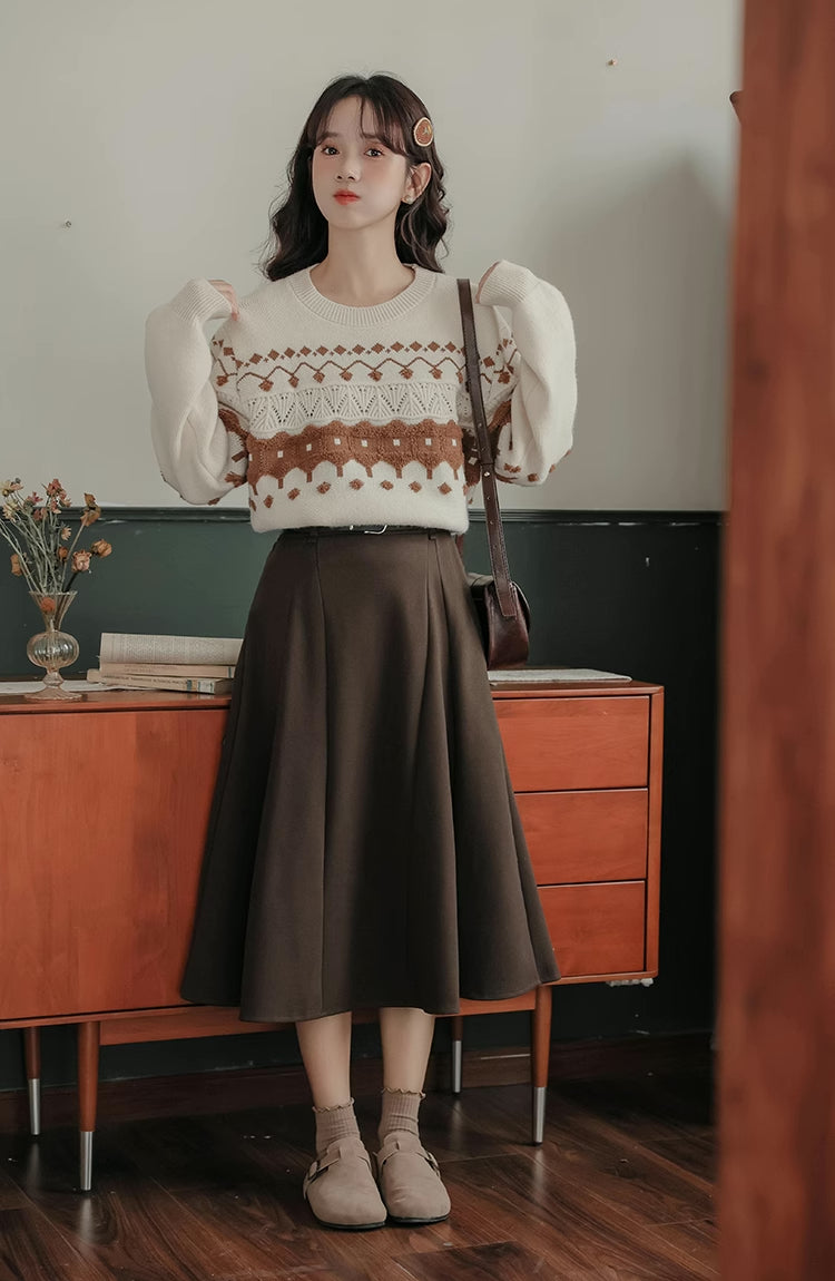 Cinnamon Fair Isle Sweater (Cream)