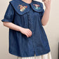 Mushroom Bunny Denim Blouse (2 Colors)