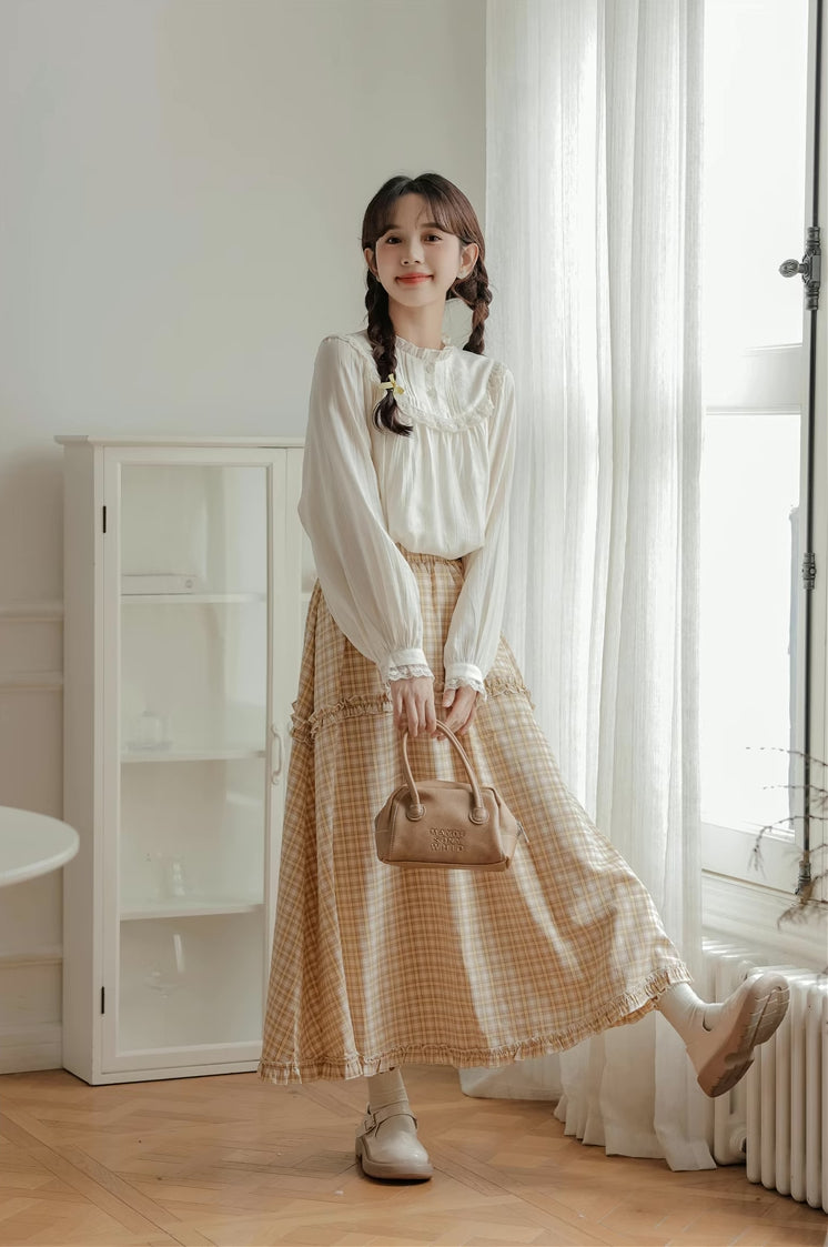 Bertha Lace Collar Blouse (White)