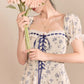 Porcelain Rose Lace Up Midi Dress (White/Blue)