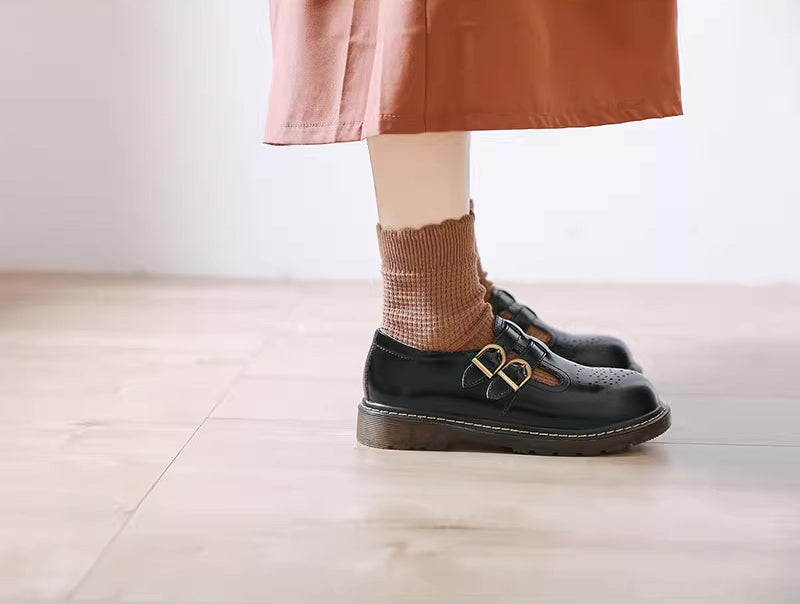 Double Buckle Mary Jane Brogues (2 Colors)