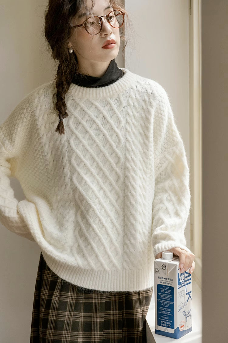 Braided Cable Knit Sweater (2 Colors)