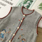 Garden Sisters Embroidered Button Vest (4 Colors)