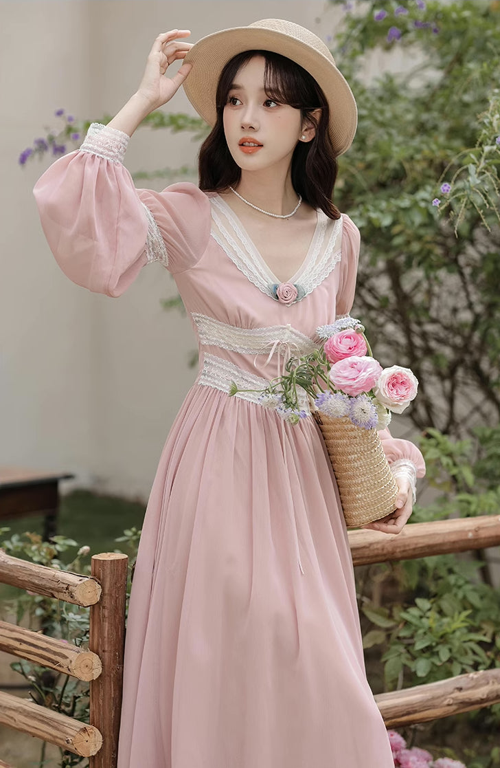 Rose Fairy Midi Dress (Pink)