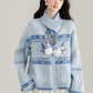 Snowy Snowman Fair Isle Cardigan (Blue)