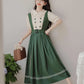 Lolita Short Sleeve Faux Layered Midi Dress (Green)