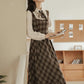 Hazel Plaid Twofer Midi Dress (Brown)