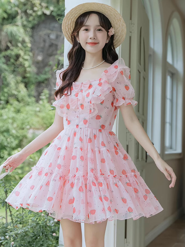 Strawberry Girl Mini Dress (Pink)