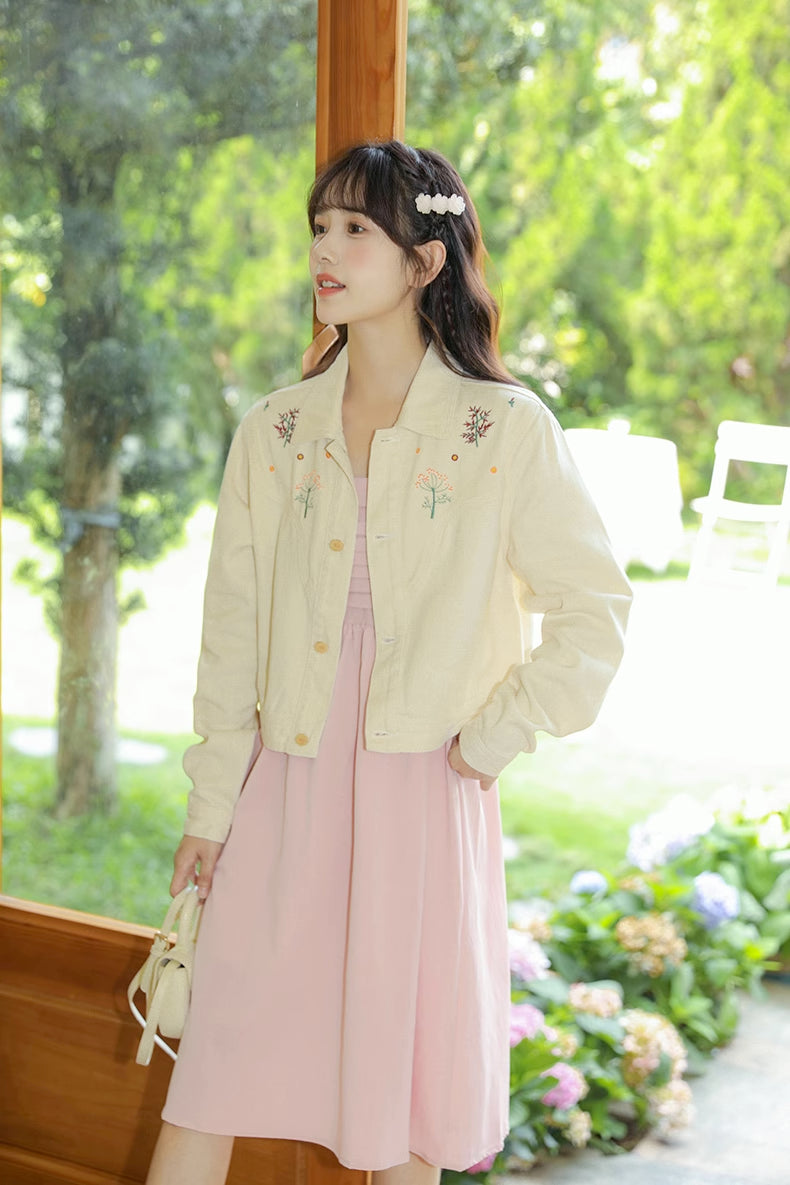 Ditsy Floral Embroidered Jacket (White)