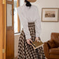 Choco Plaid Midi Skirt (Brown)