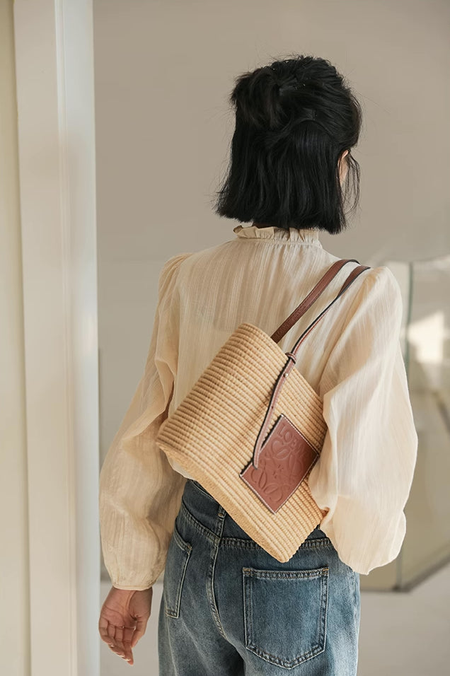 Frilly Collar Blouse (Yellow Beige)