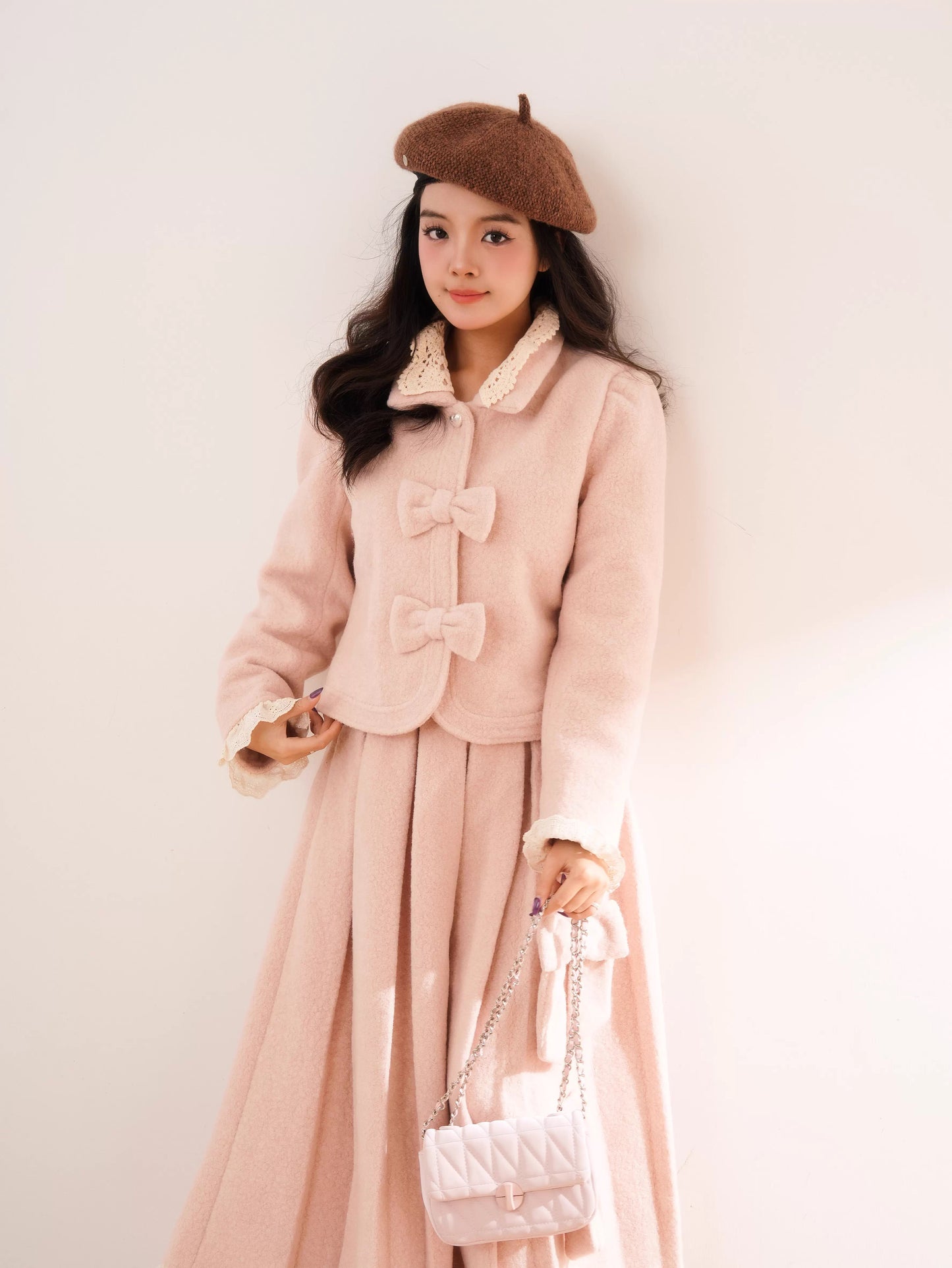 Sweet Bow Jacket & Skirt Set (Pink)