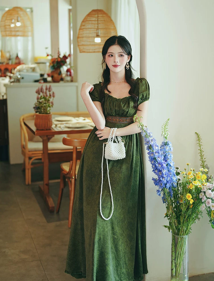 Ivy Regency Maxi Dress (Deep Olive)