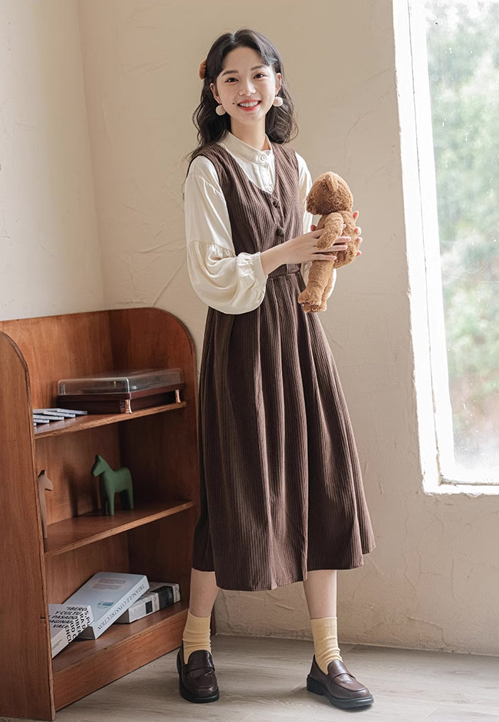 Basic Corduroy Pinafore (Brown)