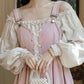 Two-Piece Corset Peasant Dress (Pink/Cream)