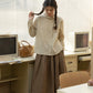Asymmetrical Round Collar Blouse (Beige)