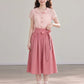 Polka Dot Bow Twofer Midi Dress (Pink)