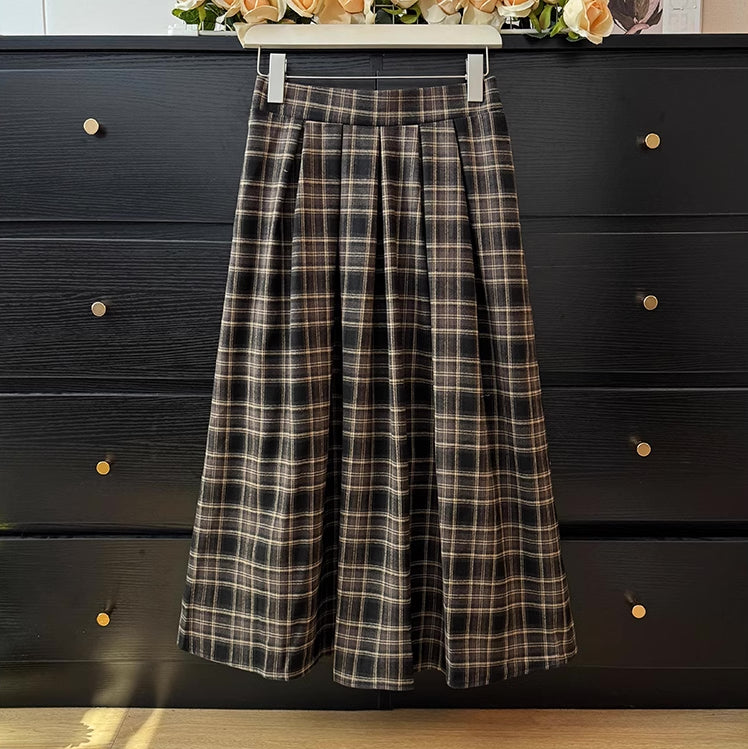 Autumnal Plaid Midi Skirt (3 Colors)