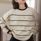 Emily Floral Stripe Sweater (White/Black)