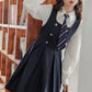 Double Breasted Mini Pinafore Set (Navy)