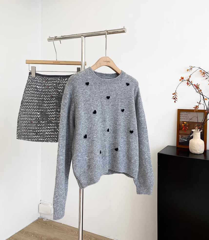 Polka Hearts Sweater (4 Colors)