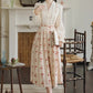 Rose Wallpaper Blouse & Skirt Set (Cream/Red)