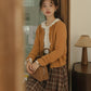 Round Neck Knitted Cardigan (Pumpkin Mustard)
