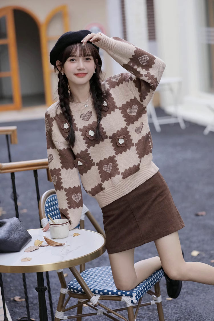 Checkerboard Biscuit Sweater (2 Colors)