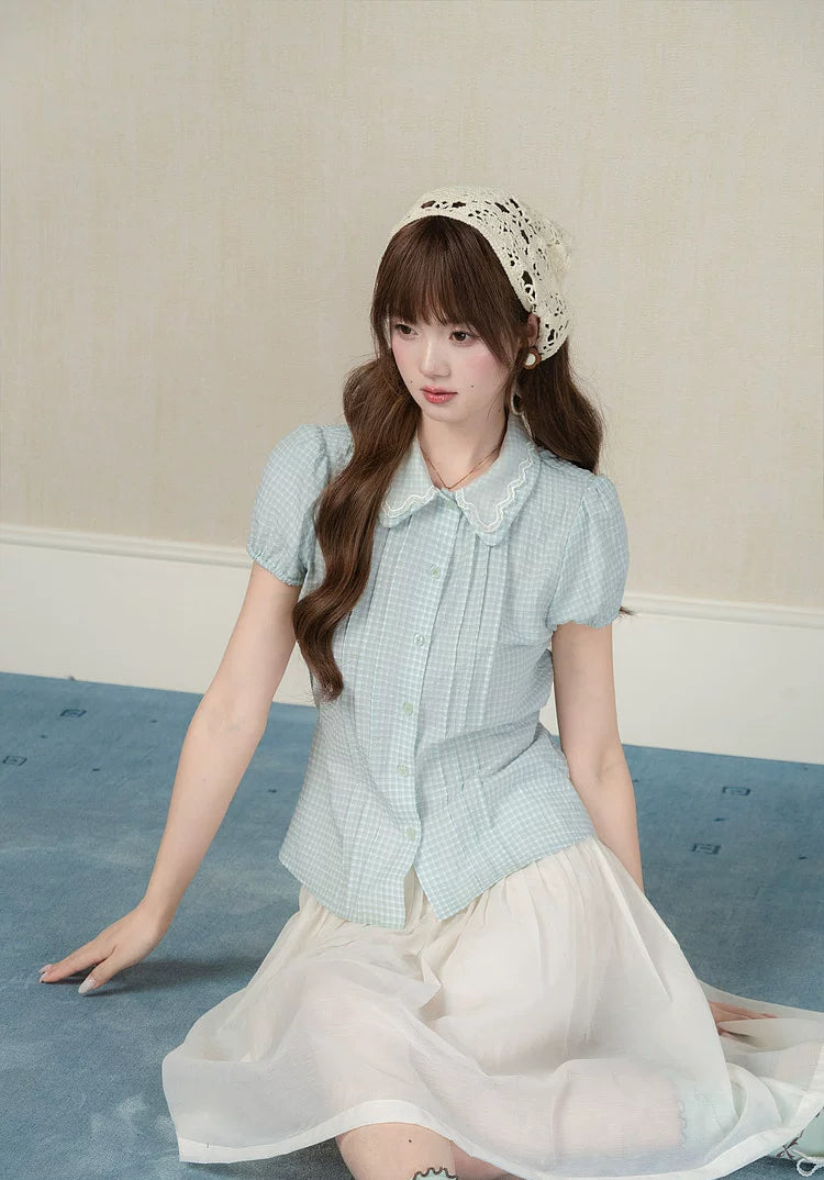 Gingham Fresh Blouse (Mint)