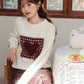 Patchwork Heart Sweater (White)