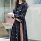 Academia Plaid Button Midi Dress (Navy)