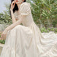 Lace Broderie Midi Dress (Cream)