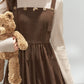 Playful Buttons Twofer Midi Dress (Brown)