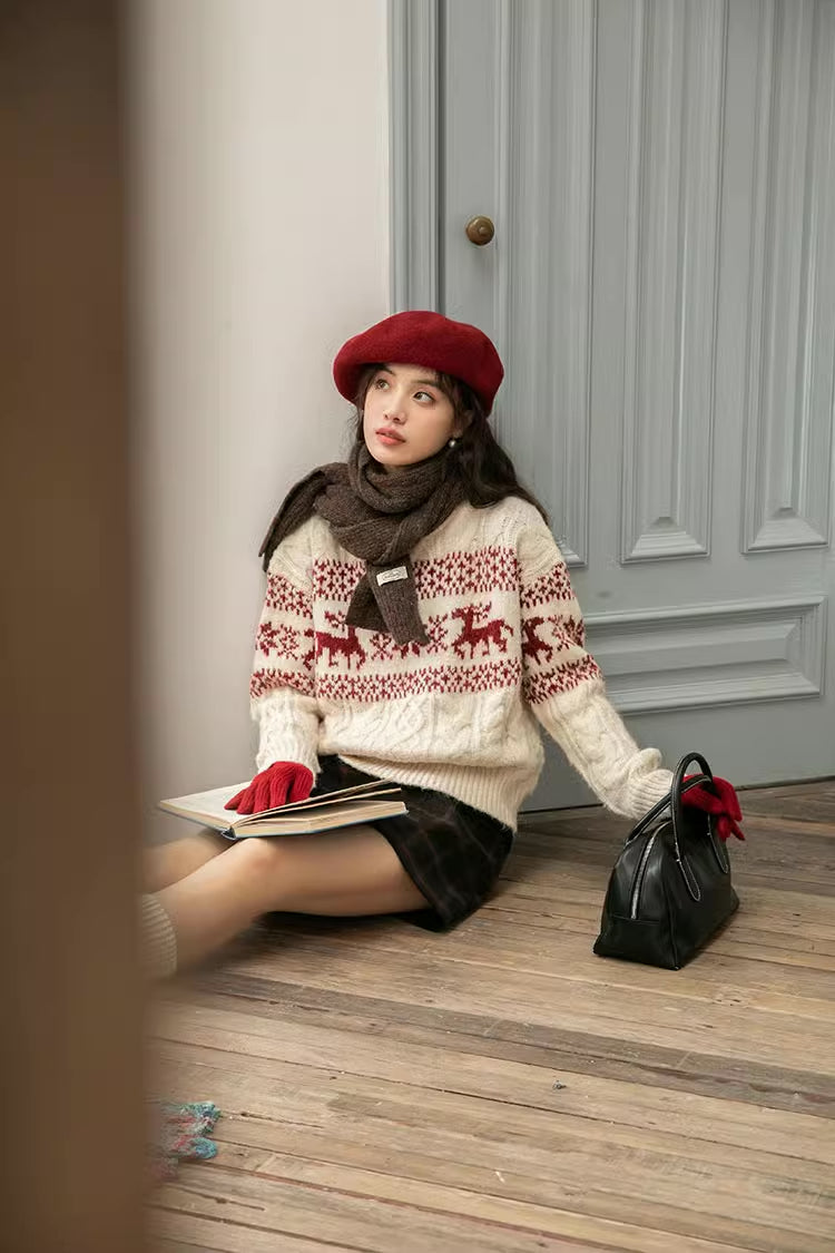 Reindeer Fair Isle Sweater (Cream)