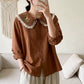 Peek-a-Squirrel Embroidered Blouse (3 Colors)