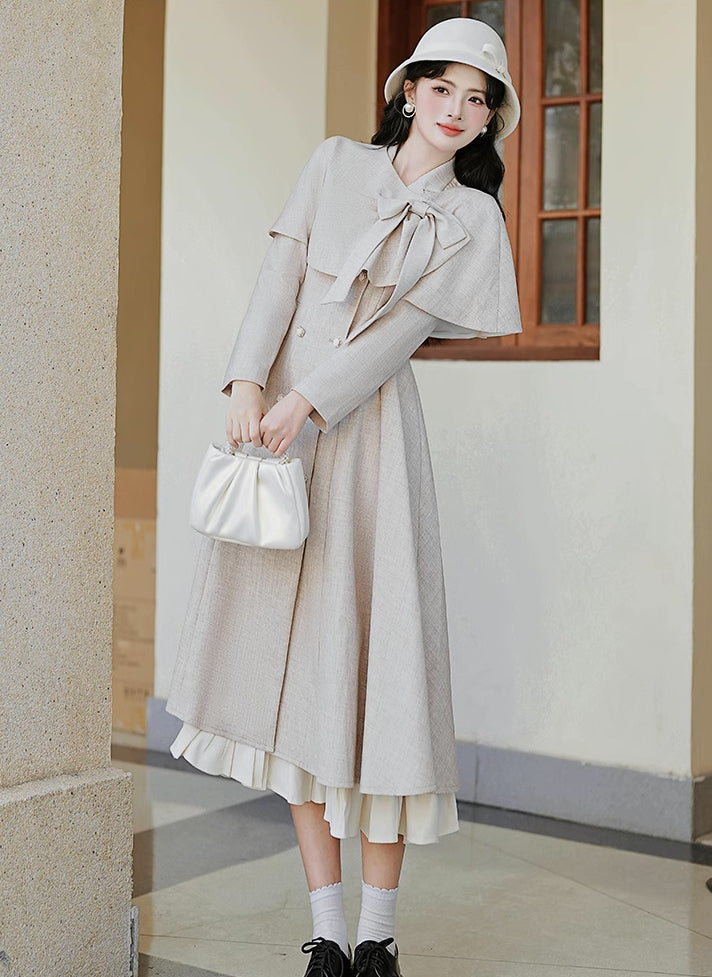 Darling Dearest Midi Dress & Capelet (Light Grey)