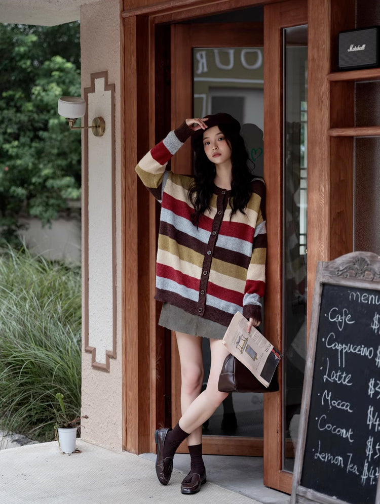 Retro Stripe Cardigan (2 Colors)