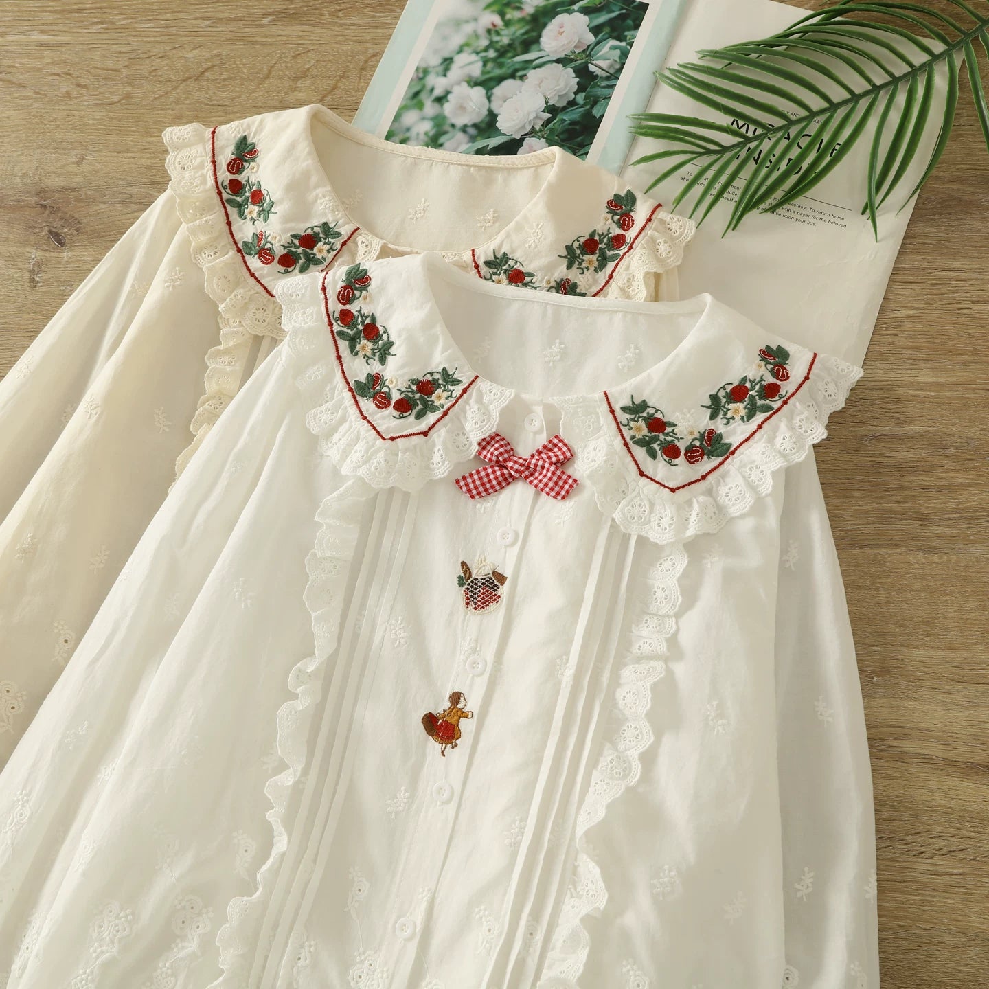 Strawberry Picnic Embroidered Blouse (2 Colors)