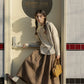 Asymmetrical Round Collar Blouse (Beige)