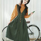 Gingko Stripe Pinafore & Sweater Set (Mustard/Green)