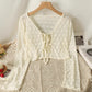 Sheer Floral Lace Double Tie Cardigan (5 Colors)