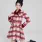 Fuzzy Candy Cane Plaid Mini Dress (Red/White)