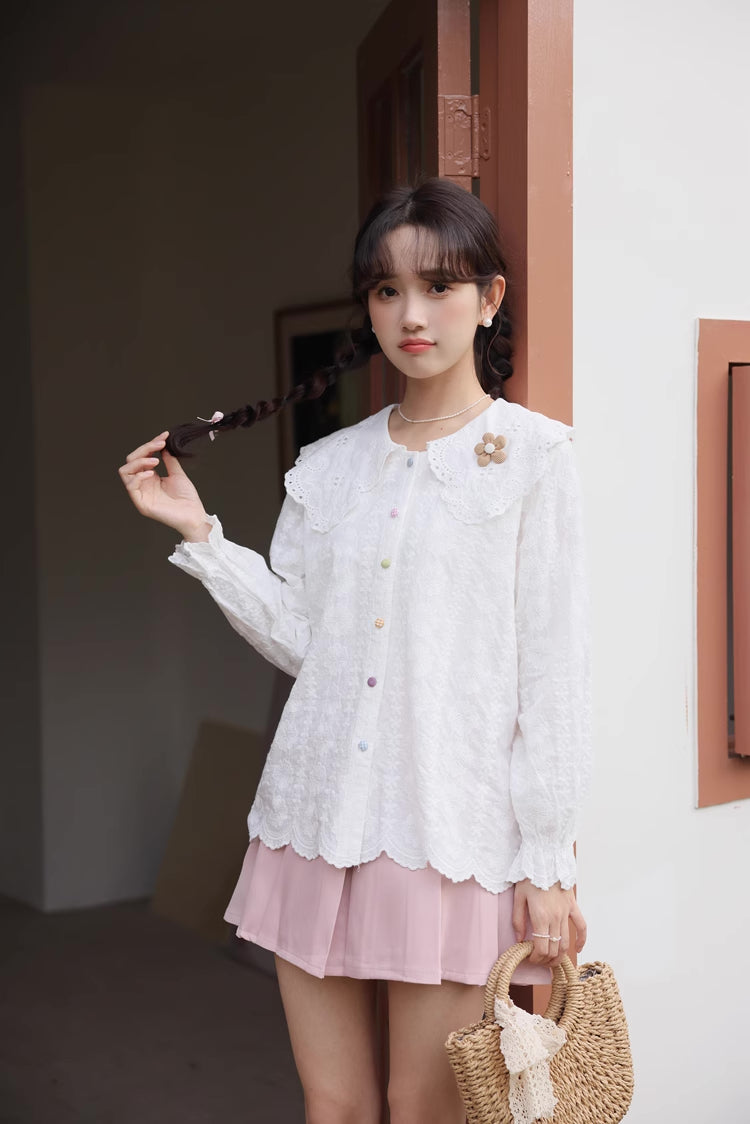 Floral Broderie Blouse (2 Colors)