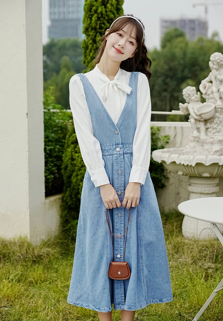 FORME D' EXPRESSION - Dungaree Dress, Below The Knee In Cotton Canvas With  