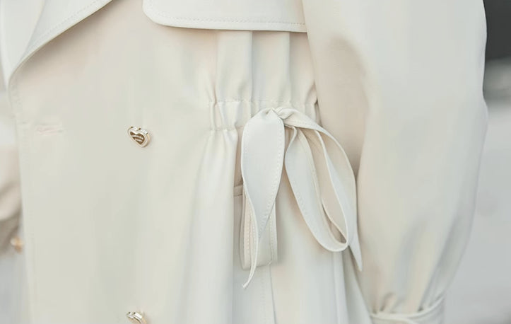 Heart Button Trench Coat (Off-White)